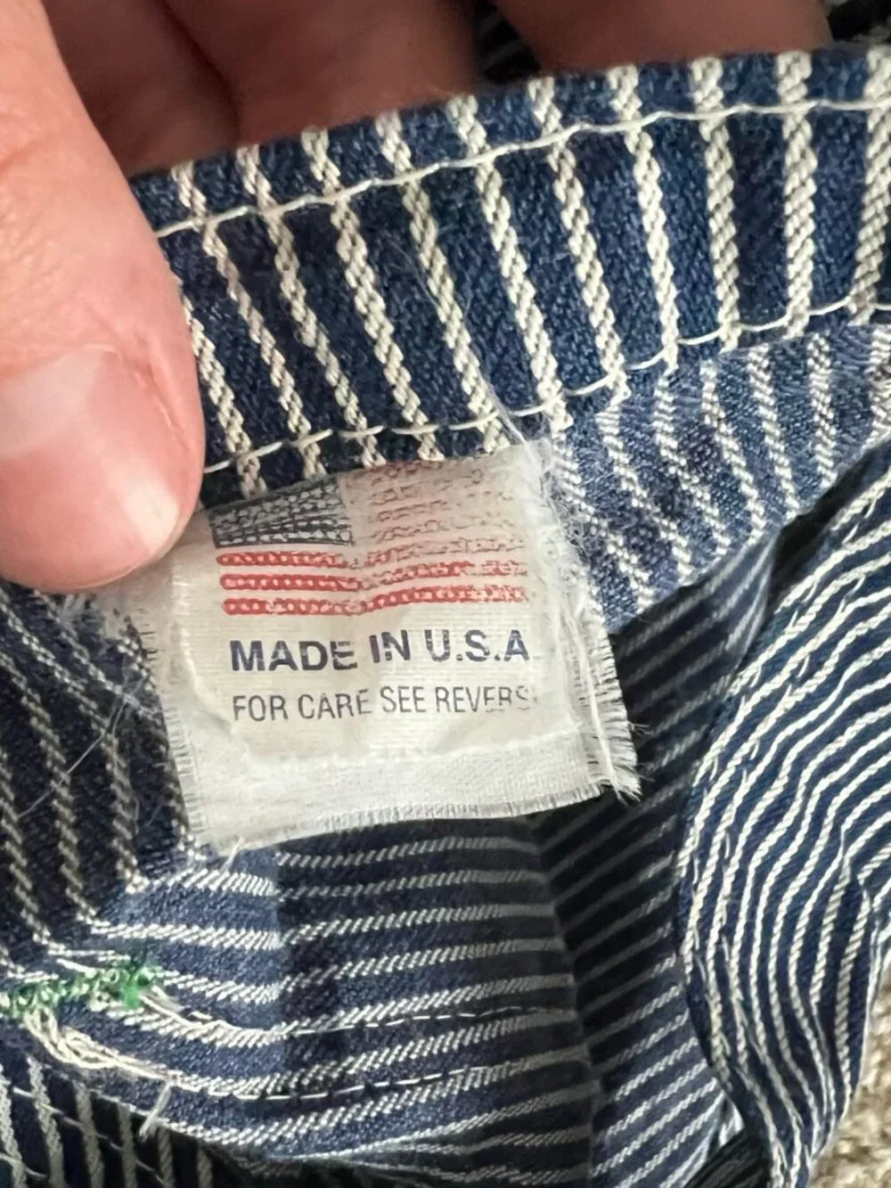 Vintage Big Smith Bib Overalls Mens Railroad Stripe Workwear Denim USA 48X32